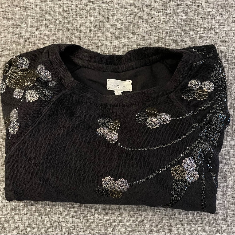 Lou & Grey Black Sequin Sweater, Size Small